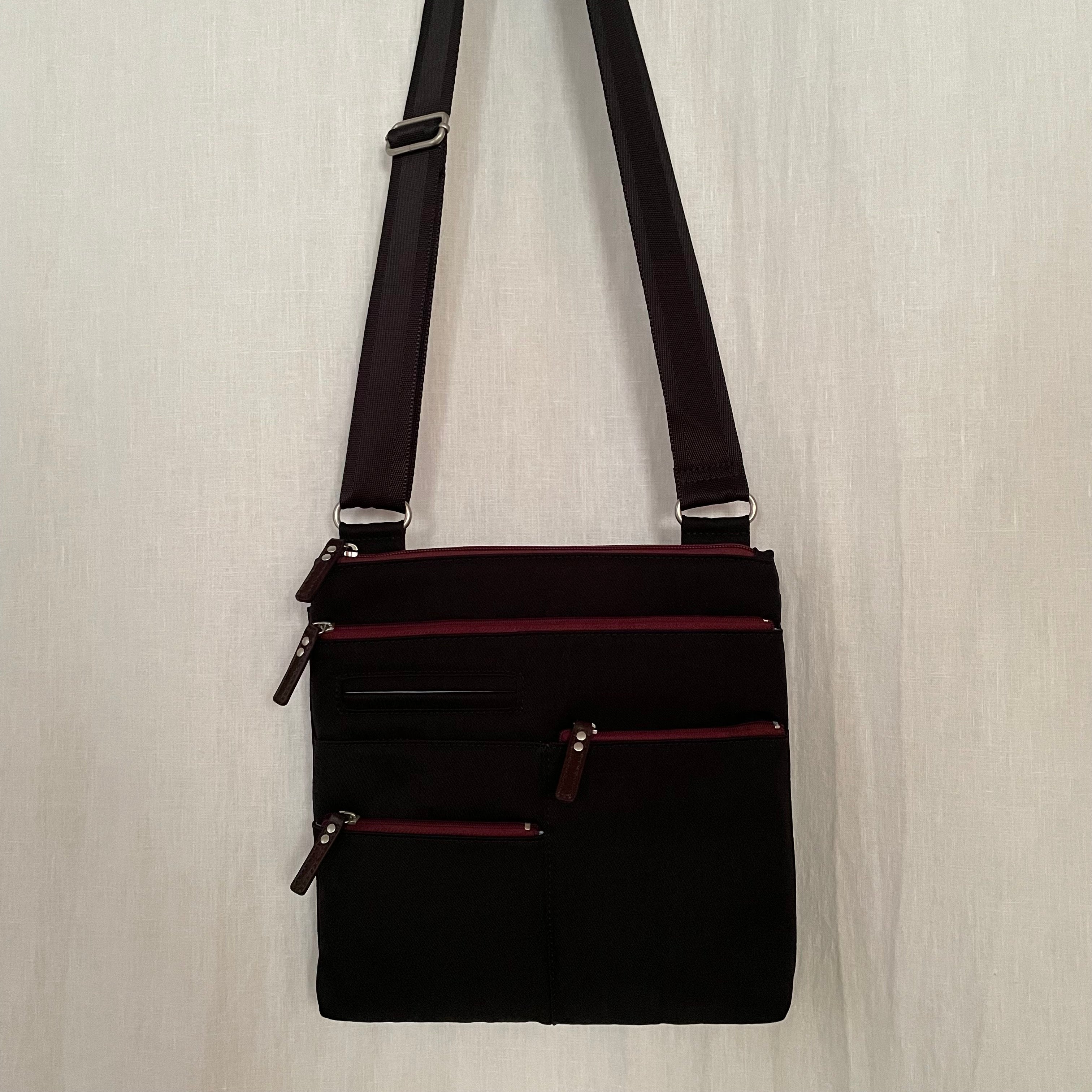 NICO - Black x Maroon | Multi-Pocket Shoulder Bag | Small